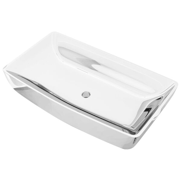 vidaXL Lavabo 71 x 38 x 13,5 cm C&eacute;ramique Argent&eacute;