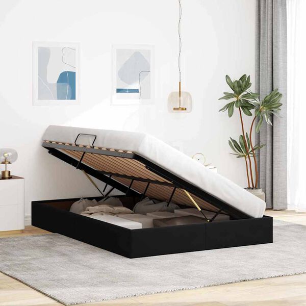 vidaXL Lit de Rangement avec matelas Noir 140 x 190 cm Velours