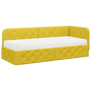 vidaXL Cadre de lit d'angle Jaune 80 x 200 cm Velours