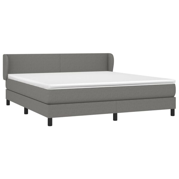 vidaXL Sommier &agrave; lattes de lit avec matelas Gris fonc&eacute; 180x200cm Tissu