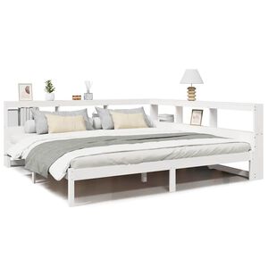 vidaXL Lit biblioth&egrave;que sans matelas blanc 200x200 cm bois pin massif