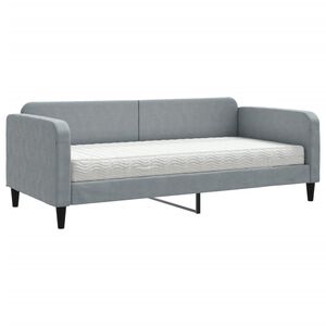 vidaXL Lit de jour avec matelas gris clair 90x190 cm tissu