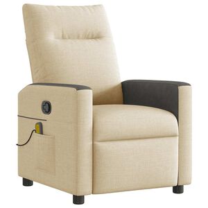 vidaXL Fauteuil de massage inclinable Cr&egrave;me Tissu