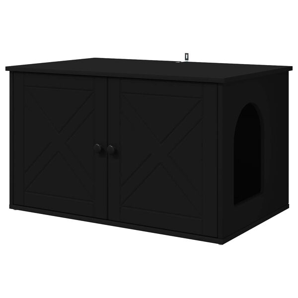 vidaXL Maison pour chat Noir 85 x 55 x 50,5 cm Bois d'ing&eacute;nierie