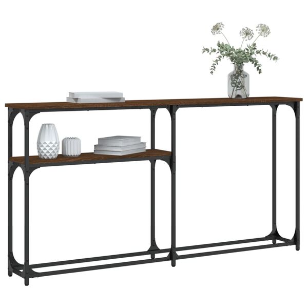 vidaXL Table console ch&ecirc;ne marron 145x22,5x75 cm bois d'ing&eacute;nierie