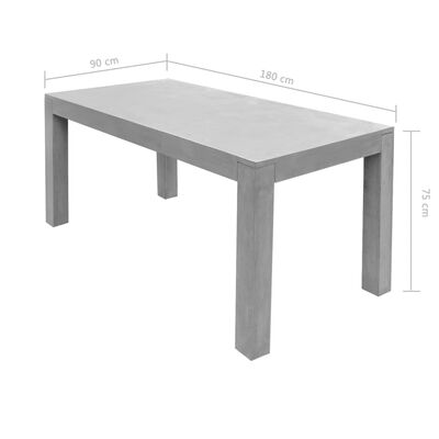 vidaXL Table de jardin Gris 180x90x75 cm Béton