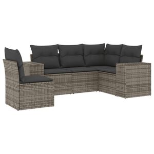 vidaXL Salon de jardin 5 pcs avec coussins gris r&eacute;sine tress&eacute;e