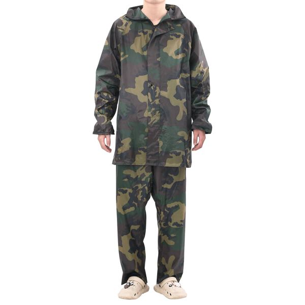 vidaXL Combinaison de pluie avec capuche 2 pcs Hommes Camouflage M