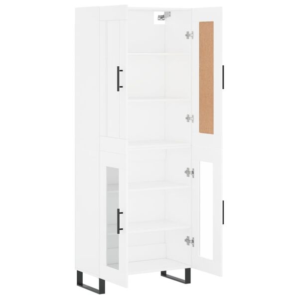 vidaXL Buffet haut Blanc 69,5x34x180 cm Bois d'ing&eacute;nierie