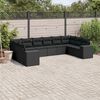 vidaXL Salon de jardin 10 pcs avec coussins noir r&eacute;sine tress&eacute;e