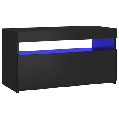 vidaXL Meuble TV avec lumières LED Noir 75x35x40 cm