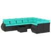 vidaXL Ensemble de canap&eacute; de jardin 10 pcs avec coussins noir r&eacute;sine tress&eacute;e