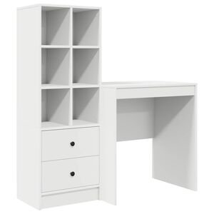 vidaXL Bureau avec tiroir avec &eacute;tag&egrave;re avec stockage 2 pcs Blanc