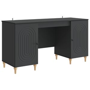 vidaXL Bureau avec &eacute;tag&egrave;re Noir 142,5 x 50 x 75 cm Bois d'ing&eacute;nierie