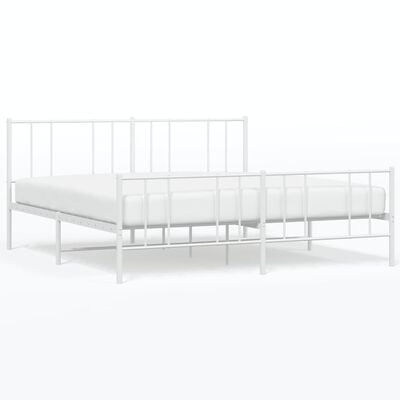 vidaXL Cadre de lit métal sans matelas et pied de lit blanc 200x200 cm