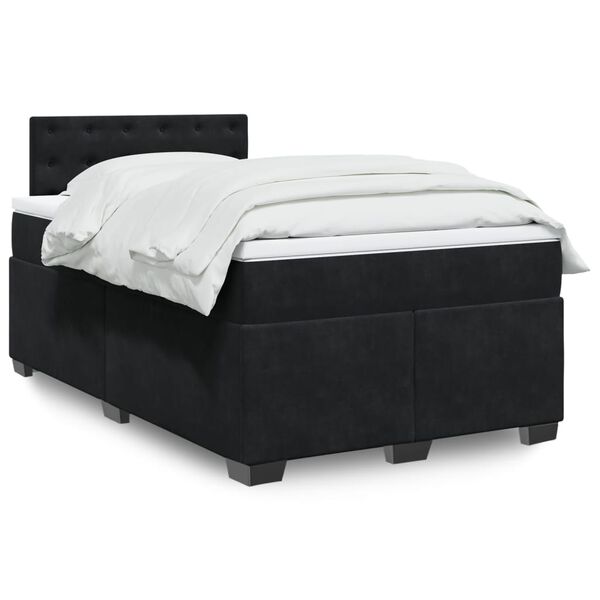 vidaXL Sommier &agrave; lattes de lit avec matelas noir 120x190 cm velours