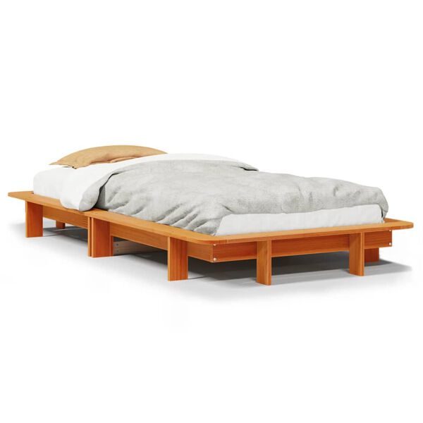 vidaXL Cadre de lit sans matelas cire marron 90x190 cm bois pin massif