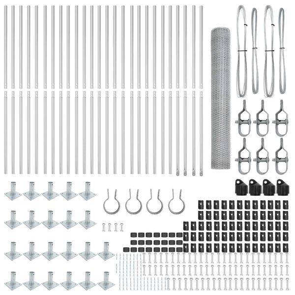 vidaXL Poteau de cl&ocirc;ture. Argent&eacute; 50 x 1,2 m (maillage de 25 mm) Acier