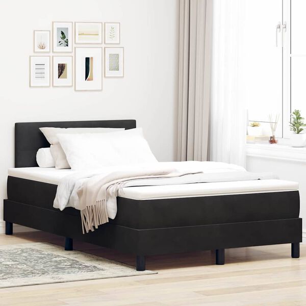 vidaXL Lit &agrave; ressorts avec matelas Noir 120 x 200 cm Velours