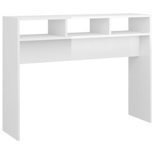 vidaXL Table console blanc brillant 105x30x80 cm bois d'ing&eacute;nierie