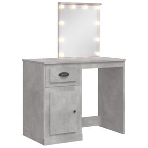 vidaXL Coiffeuse avec lumi&egrave;res LED gris b&eacute;ton 90x42x132,5 cm