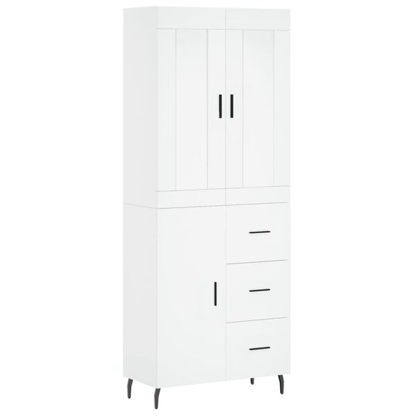 vidaXL Buffet haut Blanc 69,5x34x180 cm Bois d'ing&eacute;nierie