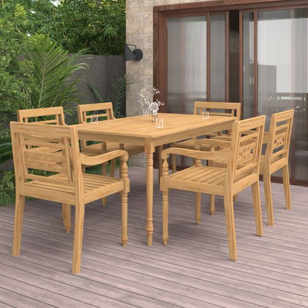 vidaXL Ensemble &agrave; manger de jardin 7 pcs Bois de teck massif