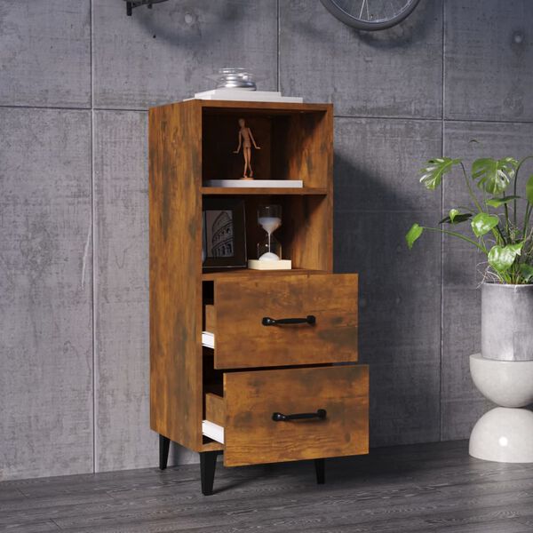vidaXL Buffet Ch&ecirc;ne fum&eacute; 34,5x34x90 cm Bois d'ing&eacute;nierie