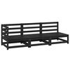vidaXL Salon de jardin 3 pcs noir bois de pin massif