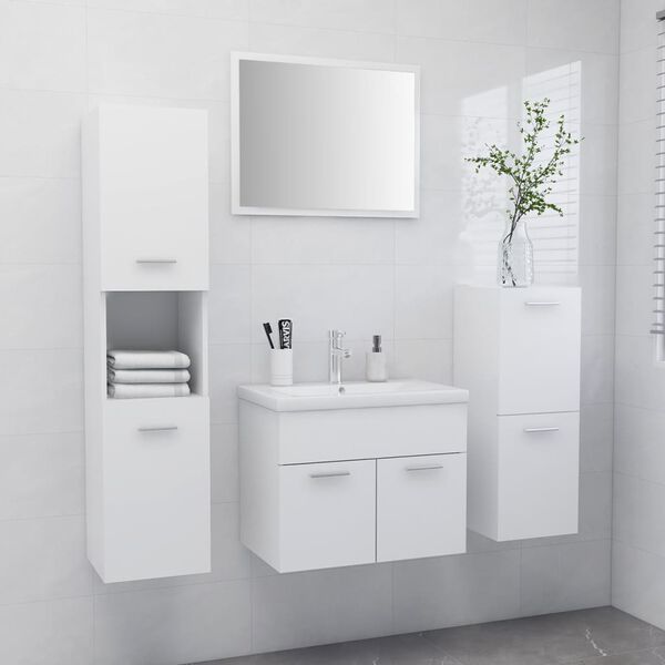 vidaXL Ensemble de meubles de salle de bain Blanc Agglom&eacute;r&eacute;