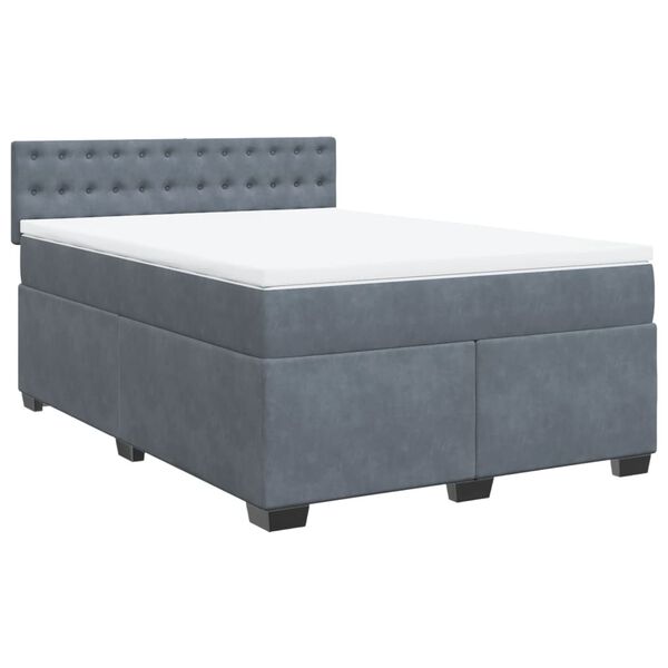vidaXL Sommier &agrave; lattes de lit et matelas Gris fonc&eacute; 140x190cm Velours