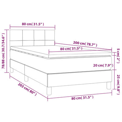 vidaXL Sommier à lattes de lit et matelas Gris foncé 80x200 cm Velours