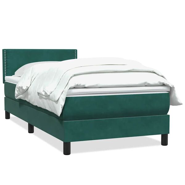 vidaXL Sommier &agrave; lattes de lit et matelas vert fonc&eacute; 80x210 cm velours
