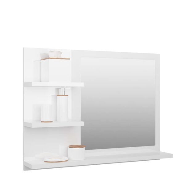 vidaXL Miroir de salle de bain blanc brillant bois d&rsquo;ing&eacute;nierie