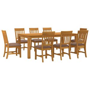 vidaXL Ensemble de salle &agrave; manger 9 pc Gris Bois de ch&ecirc;ne massif