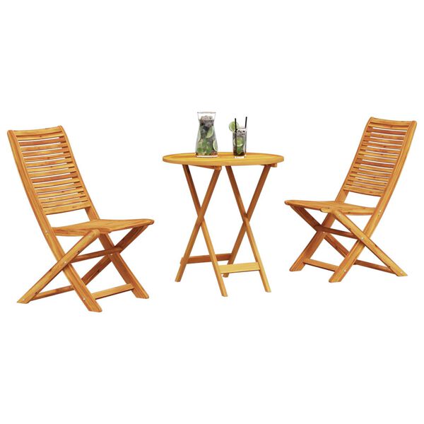 vidaXL Ensemble bistro pliant 3 pcs Marron Bois d'acacia massif