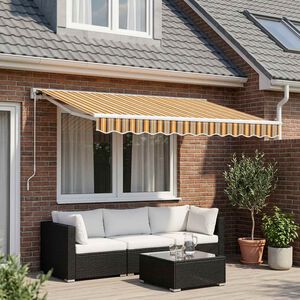 vidaXL Tissu de remplacement de cantonni&egrave;re d&rsquo;auvent rayure jaune gris