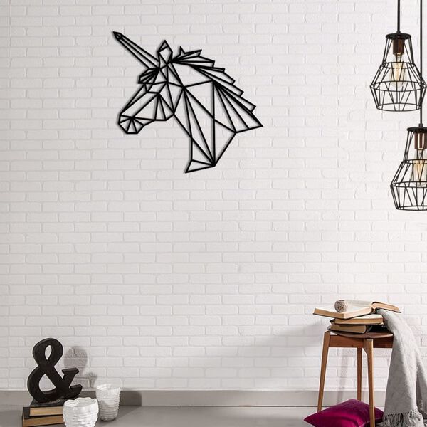 Homemania D&eacute;coration murale Licorne 53x50 cm Acier Noir