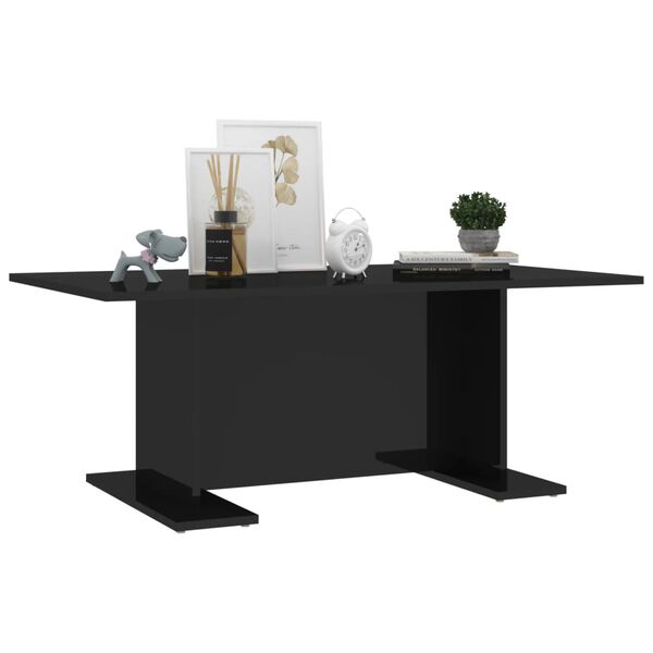 vidaXL Table basse noir brillant 103,5x60x40 cm bois d'ing&eacute;nierie