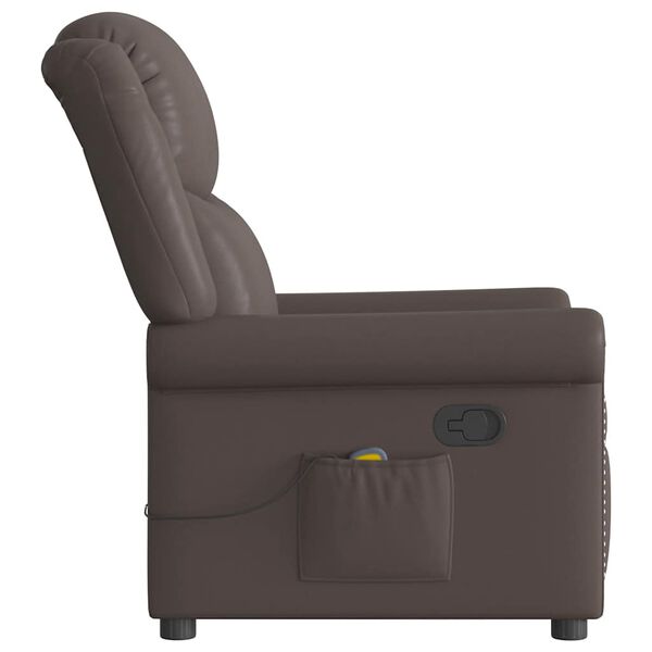 vidaXL Fauteuil de massage Marron Similicuir brillant
