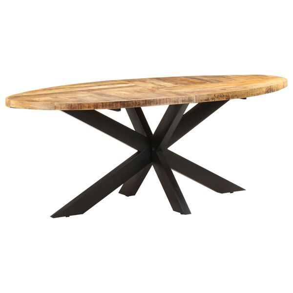 vidaXL Table &agrave; d&icirc;ner ovale 200x100x75 cm Bois de manguier brut