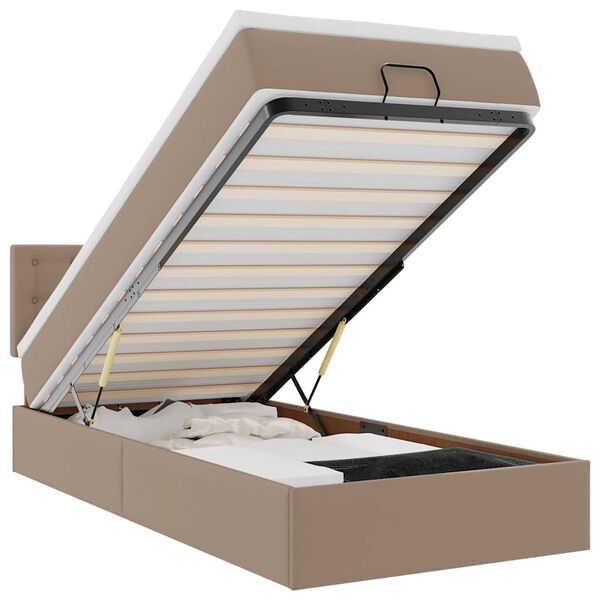 vidaXL Cadre de lit ottoman et matelas cappuccino 90x190 cm similicuir