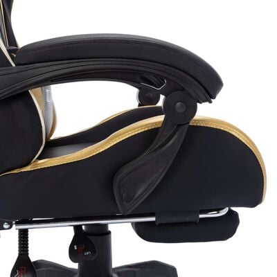 vidaXL Fauteuil de jeux vidéo avec LED RVB Doré et noir Similicuir