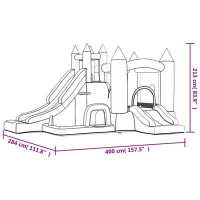 Happy Hop Château gonflable avec toboggan 400x284x213 cm