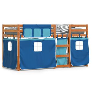 vidaXL Lit superpos&eacute; sans matelas marron et bleu 90x200 cm bois de pin massif