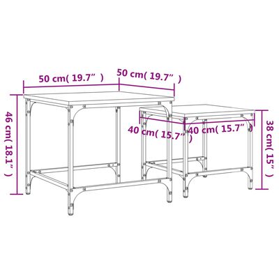 vidaXL Tables basses gigognes 2 pcs chêne marron bois d'ingénierie