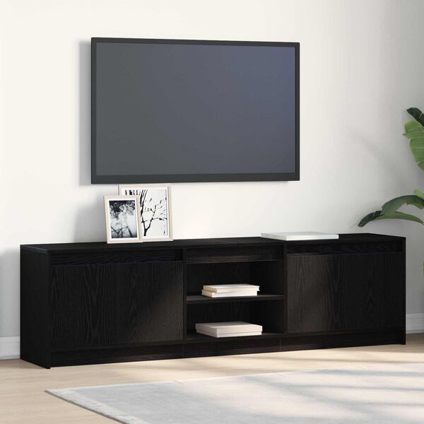 vidaXL Unites TV 2 pcs Noir 180 x 34 x 50 cm Bois d'ing&eacute;nierie