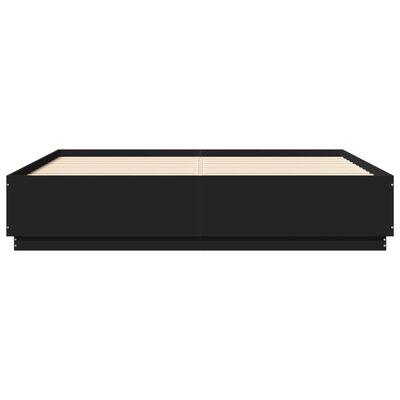 vidaXL Cadre de lit avec lumières LED noir 200x200cm bois d'ingénierie