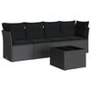 vidaXL Salon de jardin 5 pcs avec coussins noir r&eacute;sine tress&eacute;e