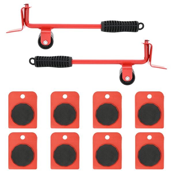vidaXL Roulettes pour meubles 8 pi&egrave;ces avec &eacute;l&eacute;vateurs Rouge 9,8 x 7,5 x 3 cm 150 kg